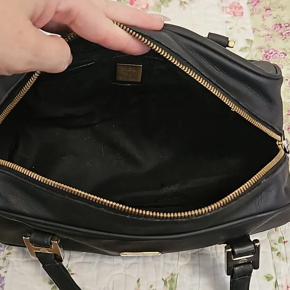 MCM Refurbished Matte Black Leather Boston Bag - Picture 10 of 11